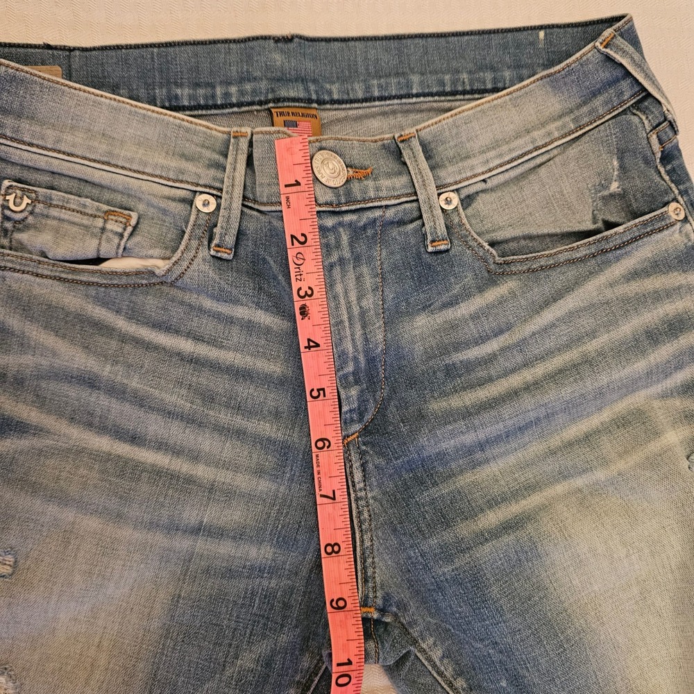 True Religion Nu Boy‎ Slim Boyfit Jeans Womens 25 Blue Distressed Medium Wash - Picture 6 of 8